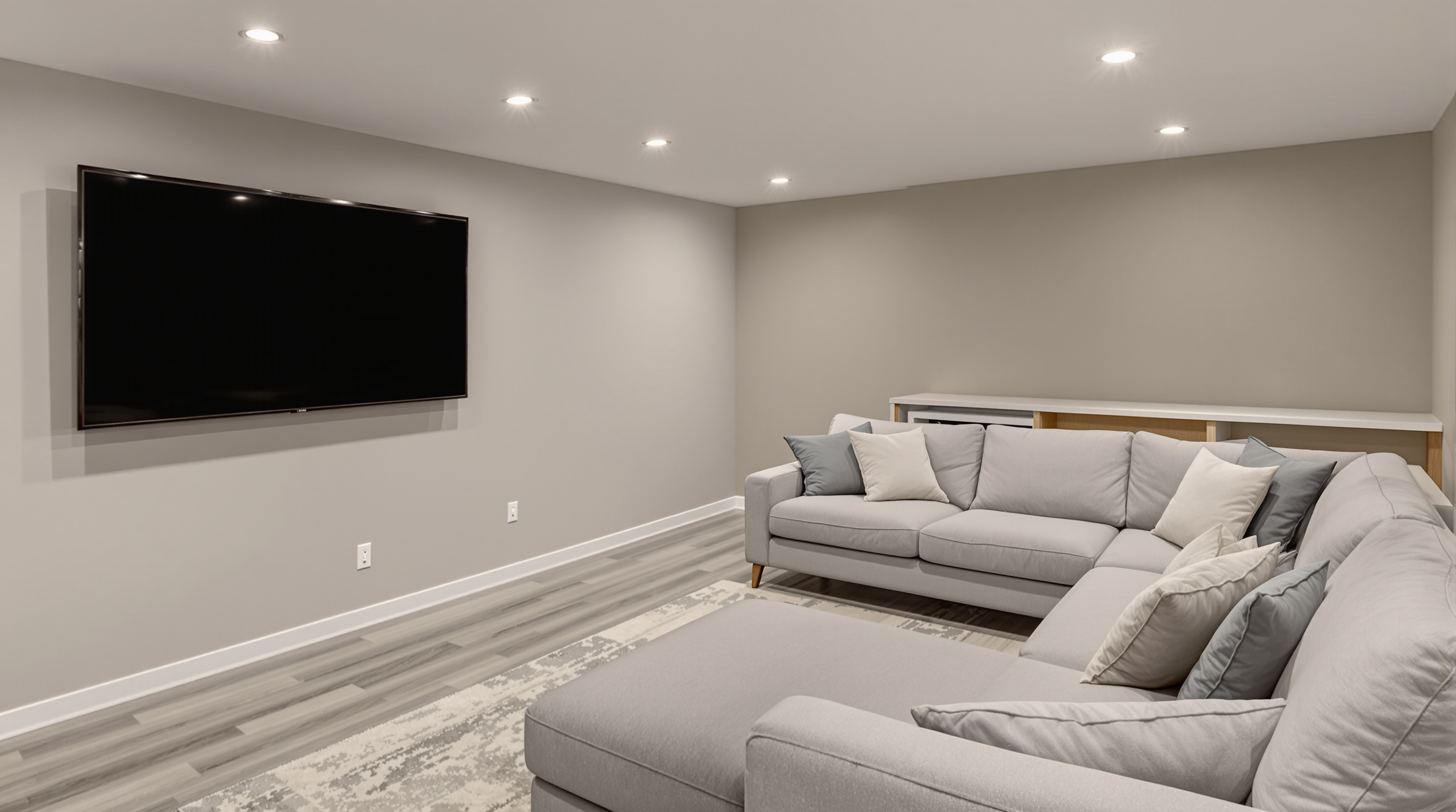 Chicago basement expansion with daylight windows and polished concrete floor